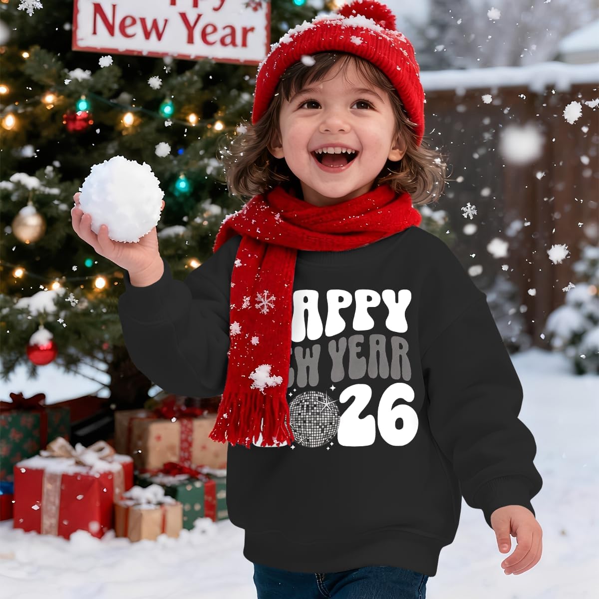 Happy New Year 2026 Sweatshirt for Baby Girl Boy New Year Eve Pullover Shirt Toddler Crewneck Long Sleeve Outfit image 4
