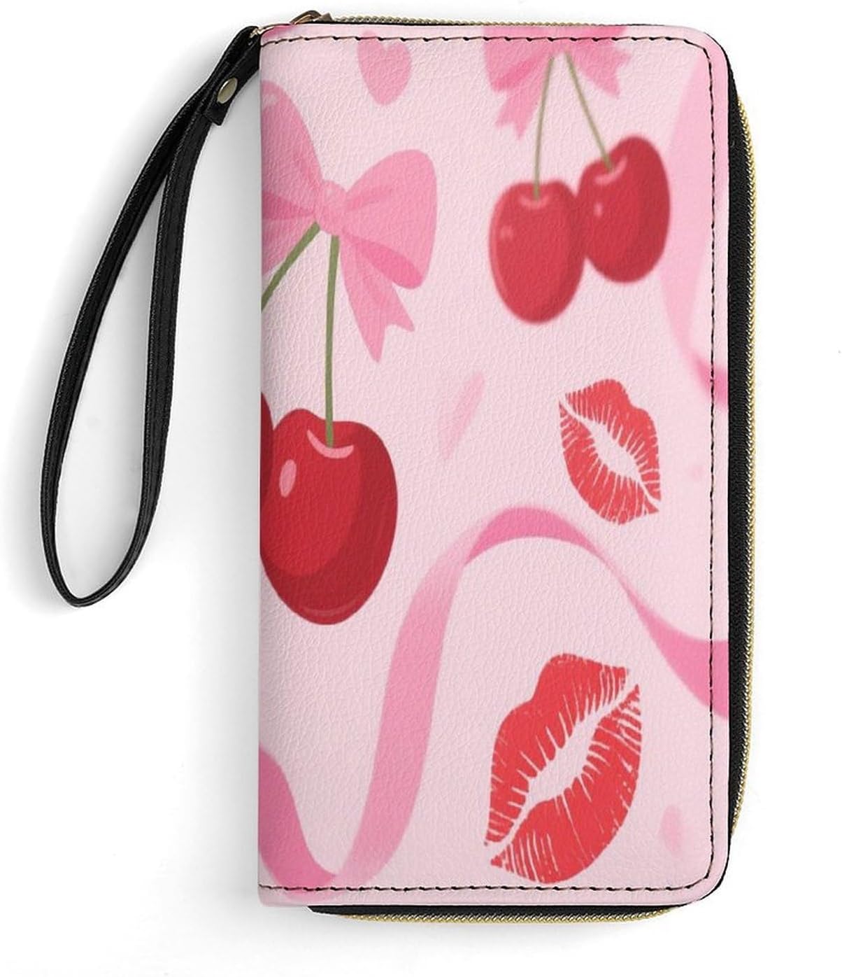 Cherry Pink Bow With Red Lips PU Leather Stylish Wallet