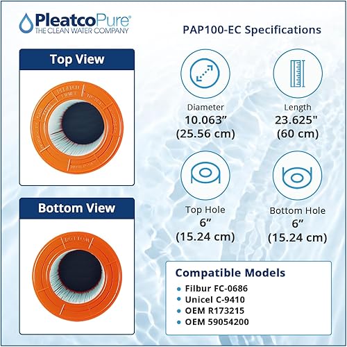 Miniatura 2 de Pleatco Reemplazo del cartucho de filtro de piscina PAP100-EC para Unicel C-9410, Filbur FC-0686, números de pieza OEM R173215, 59054200, blanco