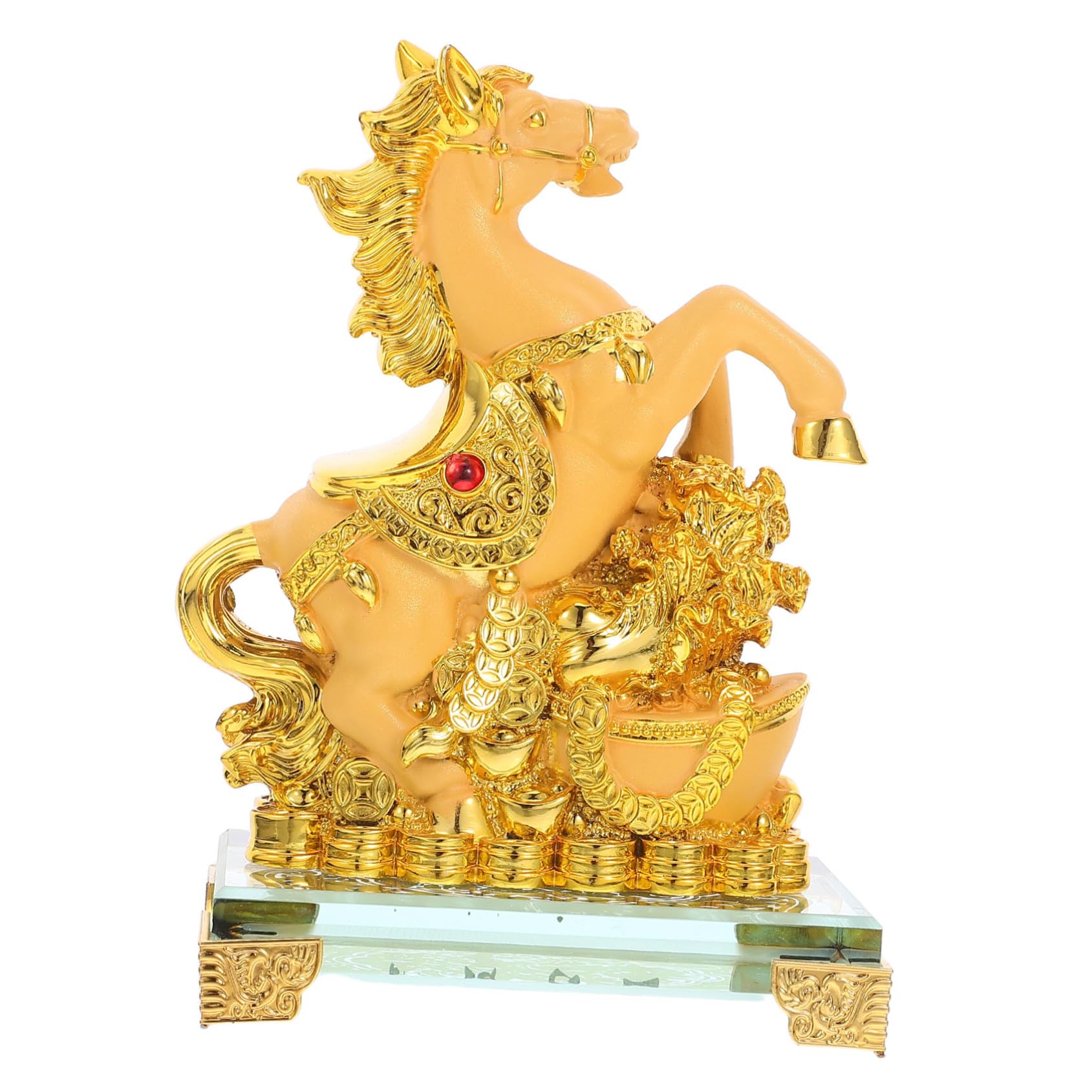 Ornement de cheval doré de qualité premium sculpture artistique en résine