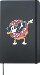 Funny Dabbing Donut with Sprinkles Hardcover Journal, Black