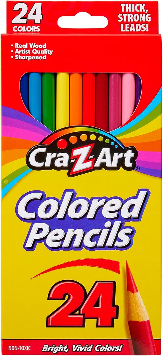 Lápices de colores Cra-Z-art, 24 unidades, útiles para el regreso a clases, artes y manualidades, regalo para niños