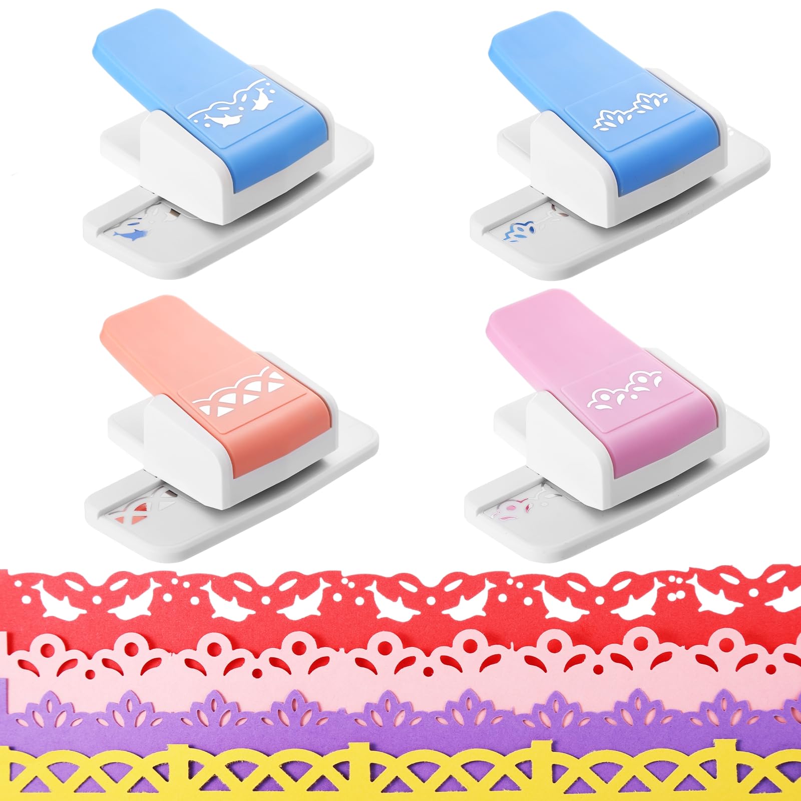 4pcs Border Punches, Border Edge Craft Floral Pattern Punches, Border Punches for Paper Crafts, Scroll Punch for Scrapbooks, Wedding Cards, Greeting Cards, Decoration and DIY Arts