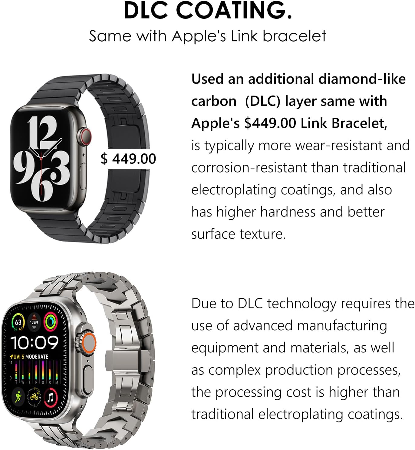 CHANCHY Titanium Band for Apple Watch Ultra 2 Band 49mm 46mm 45mm 44mm, Durable Lightweight Titanium Metal Strap for Apple Watch Series 10 9 8 7 6 5 4 3 2 SE Ultra Men (Titanium Edition, Titanium) - Image 4