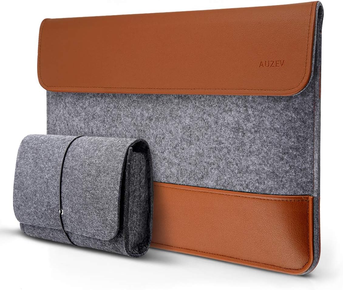 Auzev 13-13.3" PU leather Notebook Computer bag for Apple laptop sleeve and 13-13.3" MacBook Air/Pro 2016-2018, business laptop case, compatible ultra thin laptop bag with accessory kit