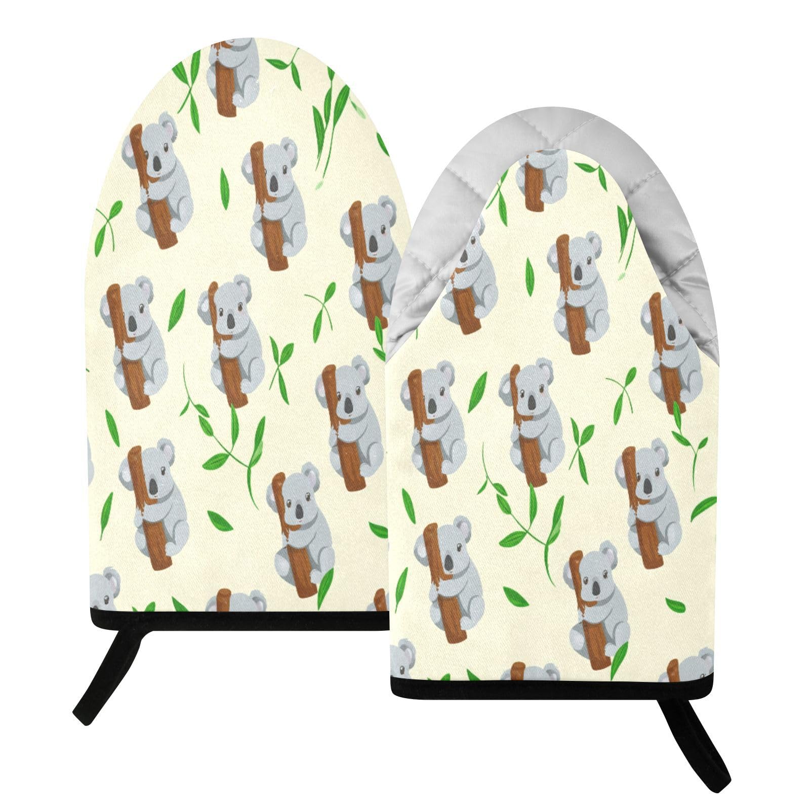 BURSTDDY Koalas and Leaves Oven Mitt,Heat Resistant Kitchen Mitts for Cooking
