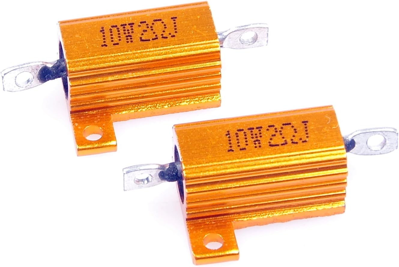 10 Watt 2 Ohm 5% Wirewound Resistor Electronic Aluminium Shell Resistor Gold (Pack of 2)