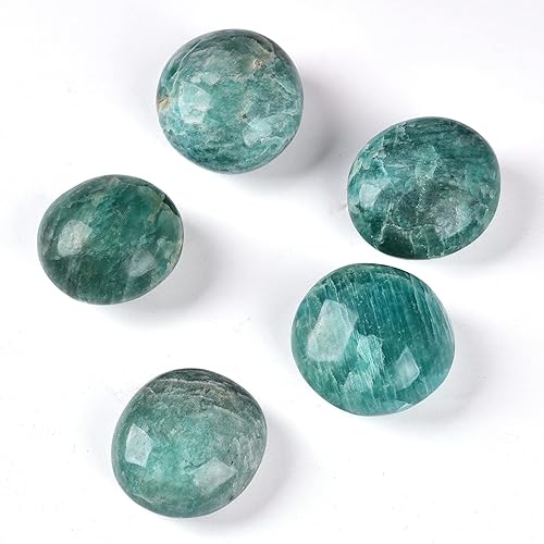 Miniatura 2 de AMOYSTONE 5 piezas de piedra de preocupación de apatita natural, cristal de palma, piedra curativa de cuarzo reiki para terapia de ansiedad, 1.6-2.2