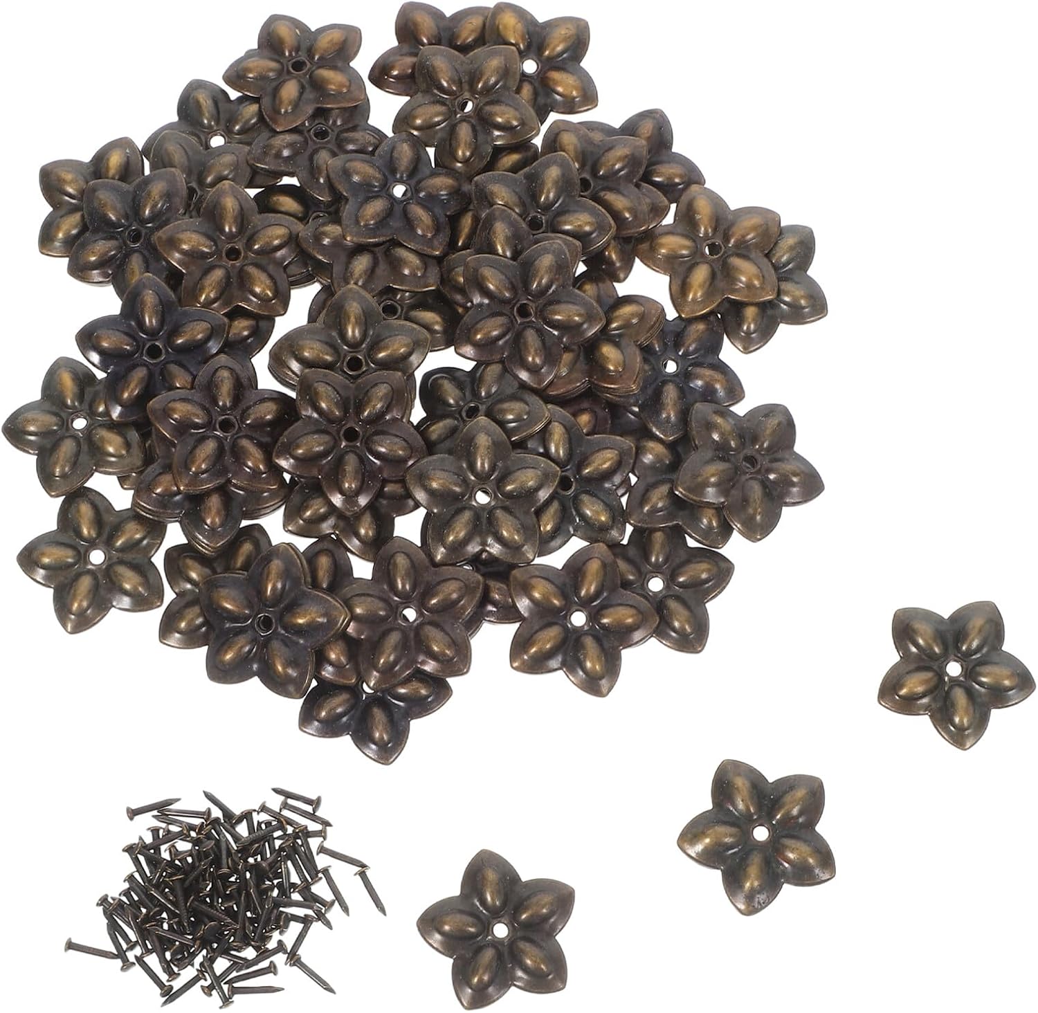 NUOBESTY 100 Set Gold Upholstery Nails Decorative Tacks for Wood Furniture Sofa Nailhead Pins for Wall Hanging and DIY Home Decor