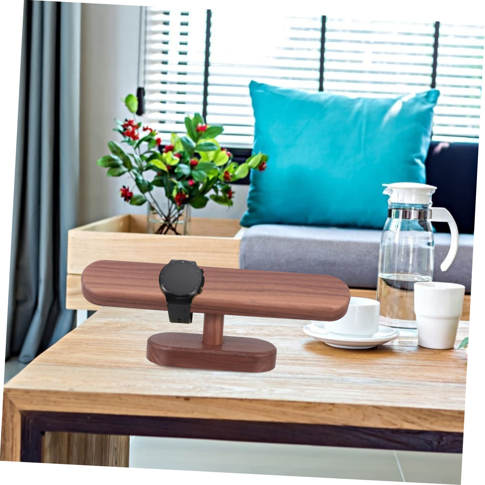 Présentoir de bijoux et montres en bois de noyer - Petit présentoir de bureau pour bracelets, accessoires, solution de rangement pour la maison et le magasin