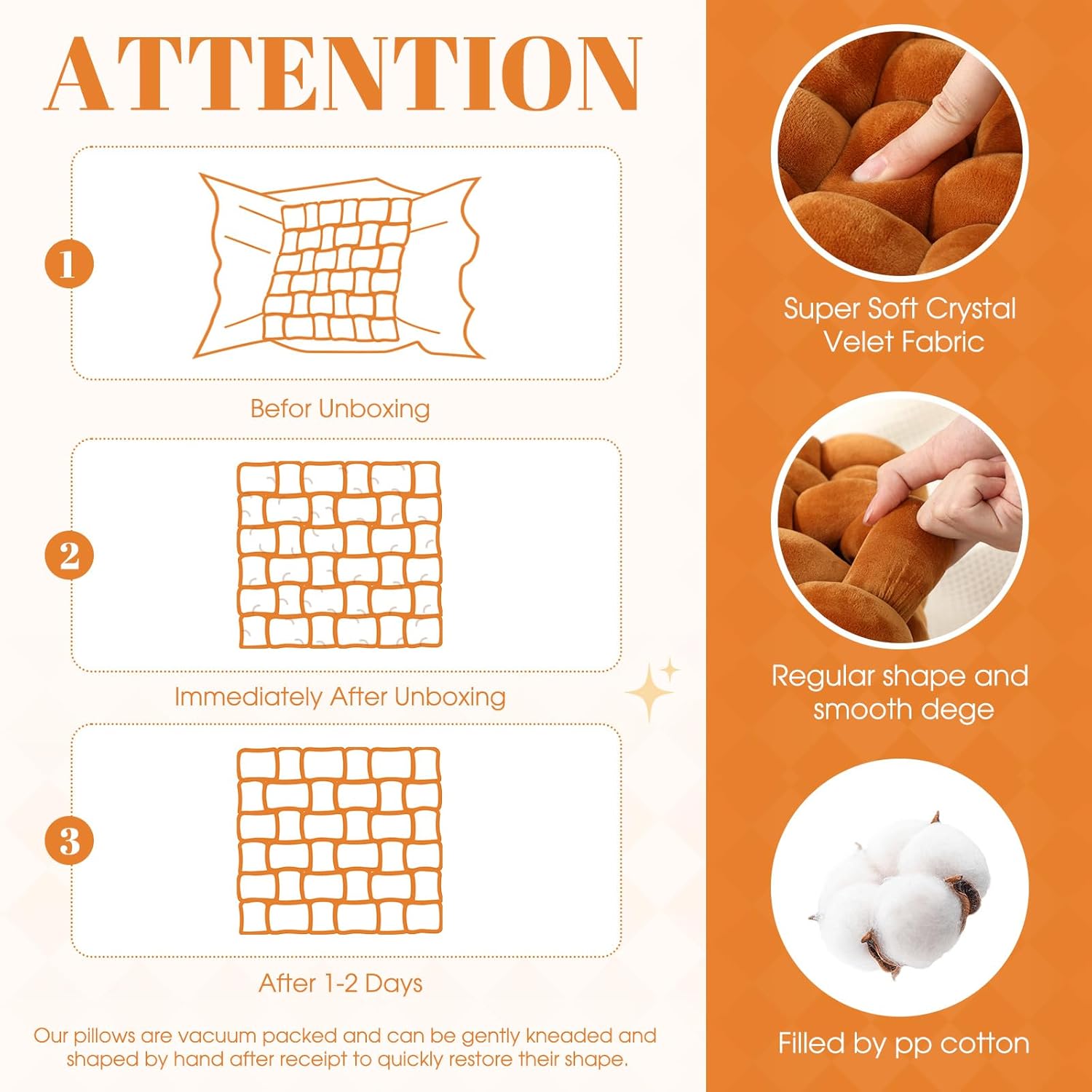 Wenqik 4 Pcs Square Knot Pillows Knotted Plush Soft Throws Accent Pillows Cushion Decoration for Home Sofa Bed Couch Room Winter Decor, 12'' x 13''(Brown, Caramel, Cream White, Dark Gray)