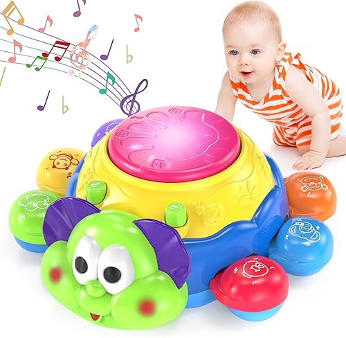 Yerloa Juguetes para gatear para bebés de 6 a 12 meses, juguetes educativos musicales iluminados para niños de 0-3-6 7 8 9 10 12 a 18 meses,