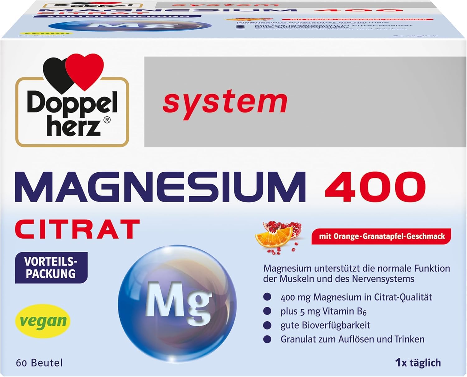 Doppelherz system MAGNESIUM 400 CITRAT - Granulat zum Auflösen und Trinken