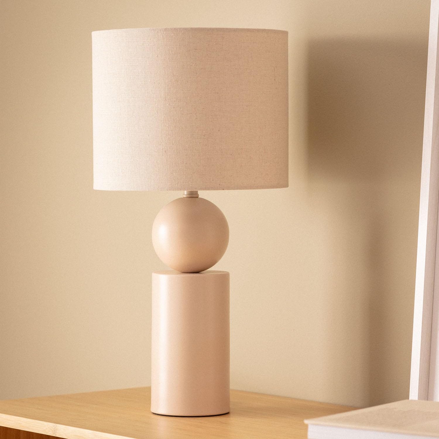 LEDKIA LIGHTING Lampe à Poser Céramique et Tissu Rahma Beige