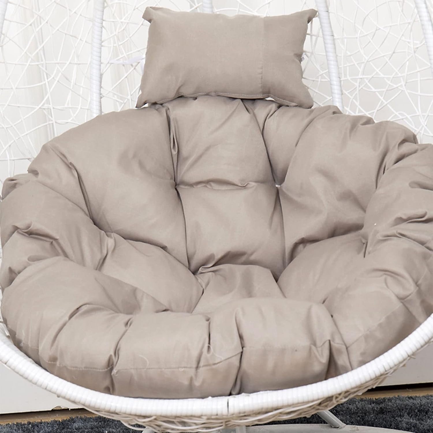 MIDUOLAI Outdoor Hanging Egg Chair Cushion, Washable Hanging Basket Chair Cushion, Basket Egg Chair Cushion with Headrest Pillow,C,105CM