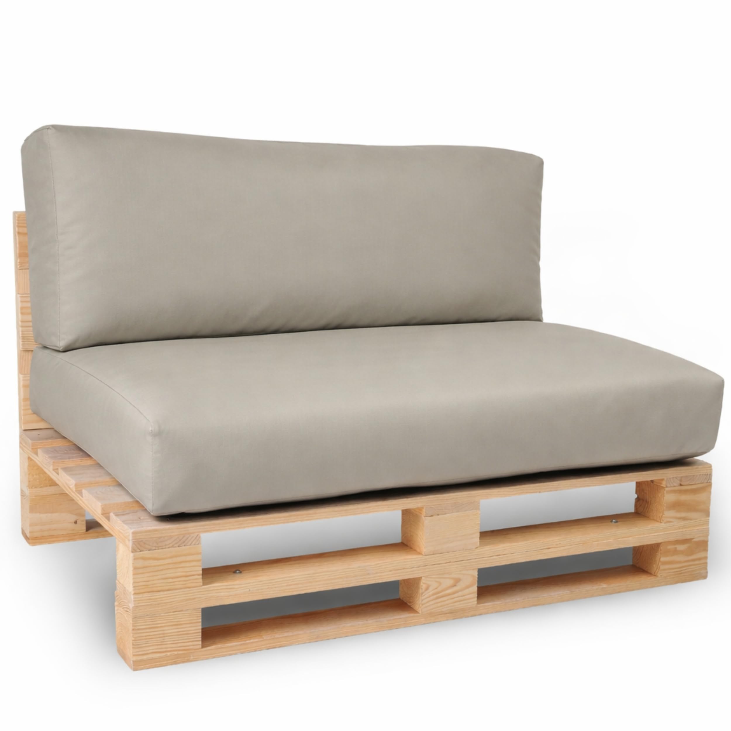 bananair - Cojines para Palets Impermeables y Desenfundables - Muy Cómodos, Relleno de Espuma - Cojines Exterior para Jardín y Terraza (1 Asiento 120x80 + 1 Respaldo 120x40, Gris Claro)