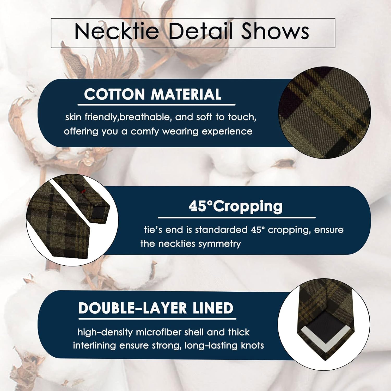 Mantieqingway Mens Ties 2.36" Cotton Skinny Ties for Men Wedding Party Solid Color Necktie - Image 3