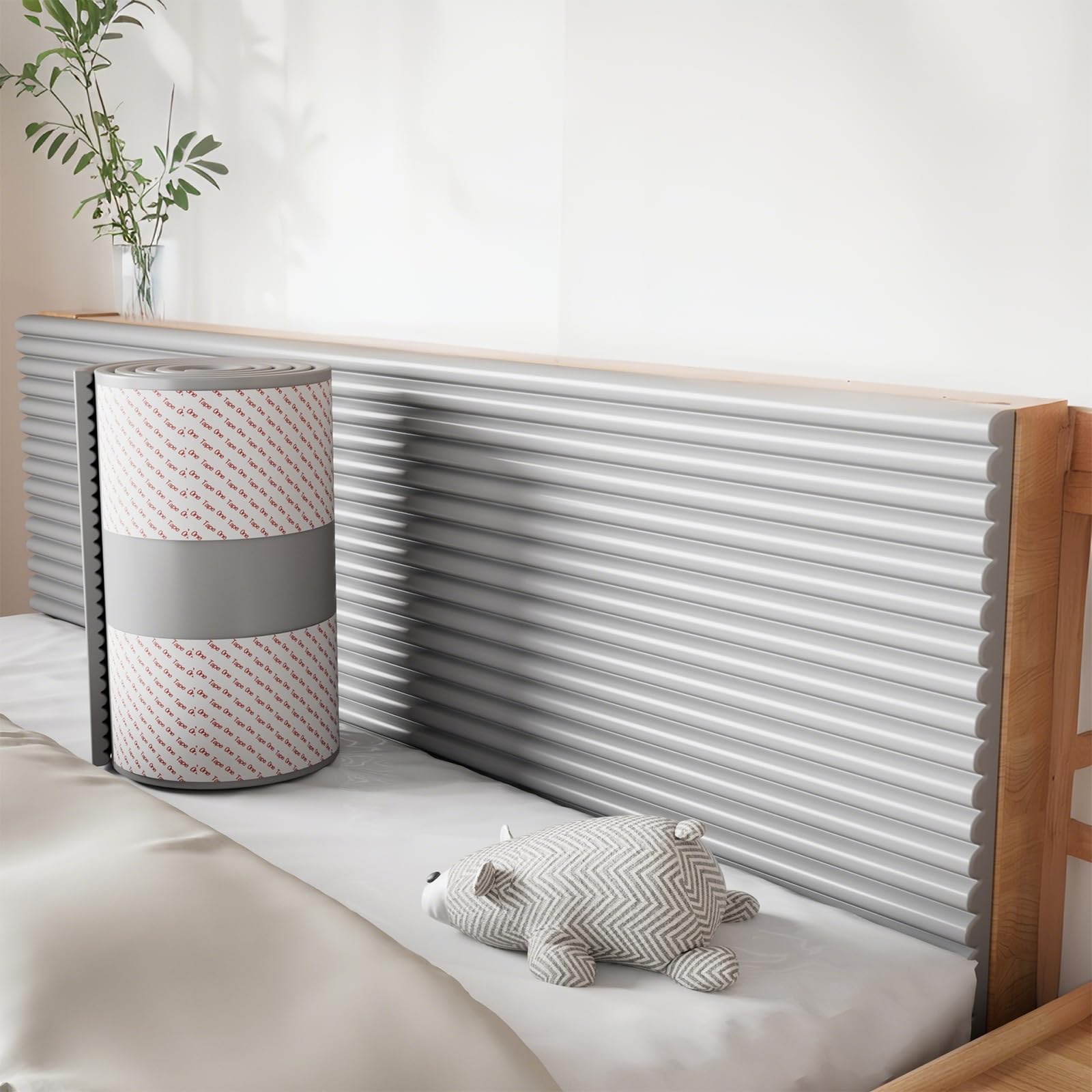 Panele tapicerowane do pokoju dziecięcego, 2M poduszki ścienne samoprzylepne, 1cm grubości antykolizyjne poduszki ścienne, panel tapicerowany ściana ochrona łóżka (szary, 30x200cm)