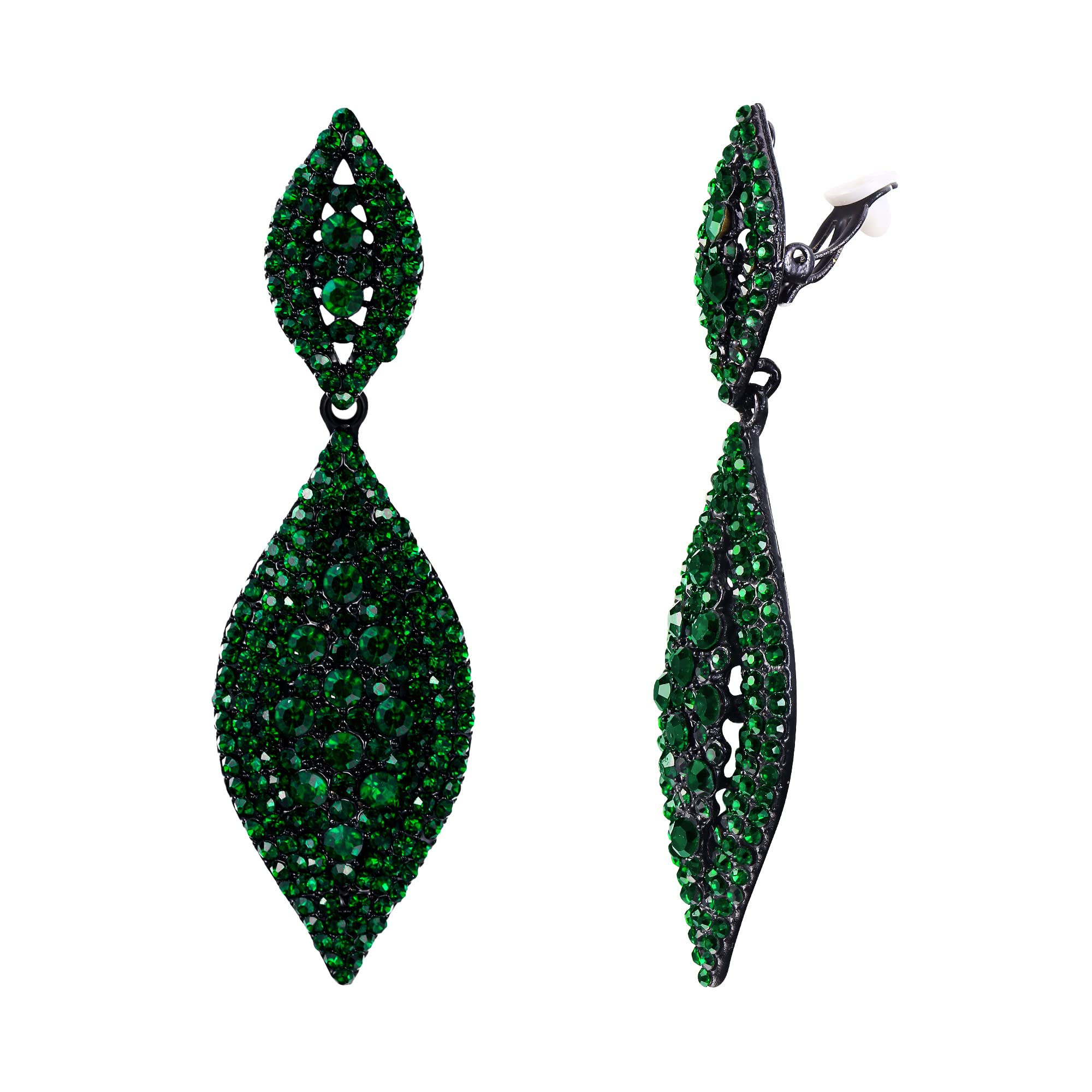 EVER FAITH Strass Clip Op Oorbellen, Bruiloft Bruids Kristal Drop Dangle Niet Piercing Oorbellen voor Niet Doorboord Oren