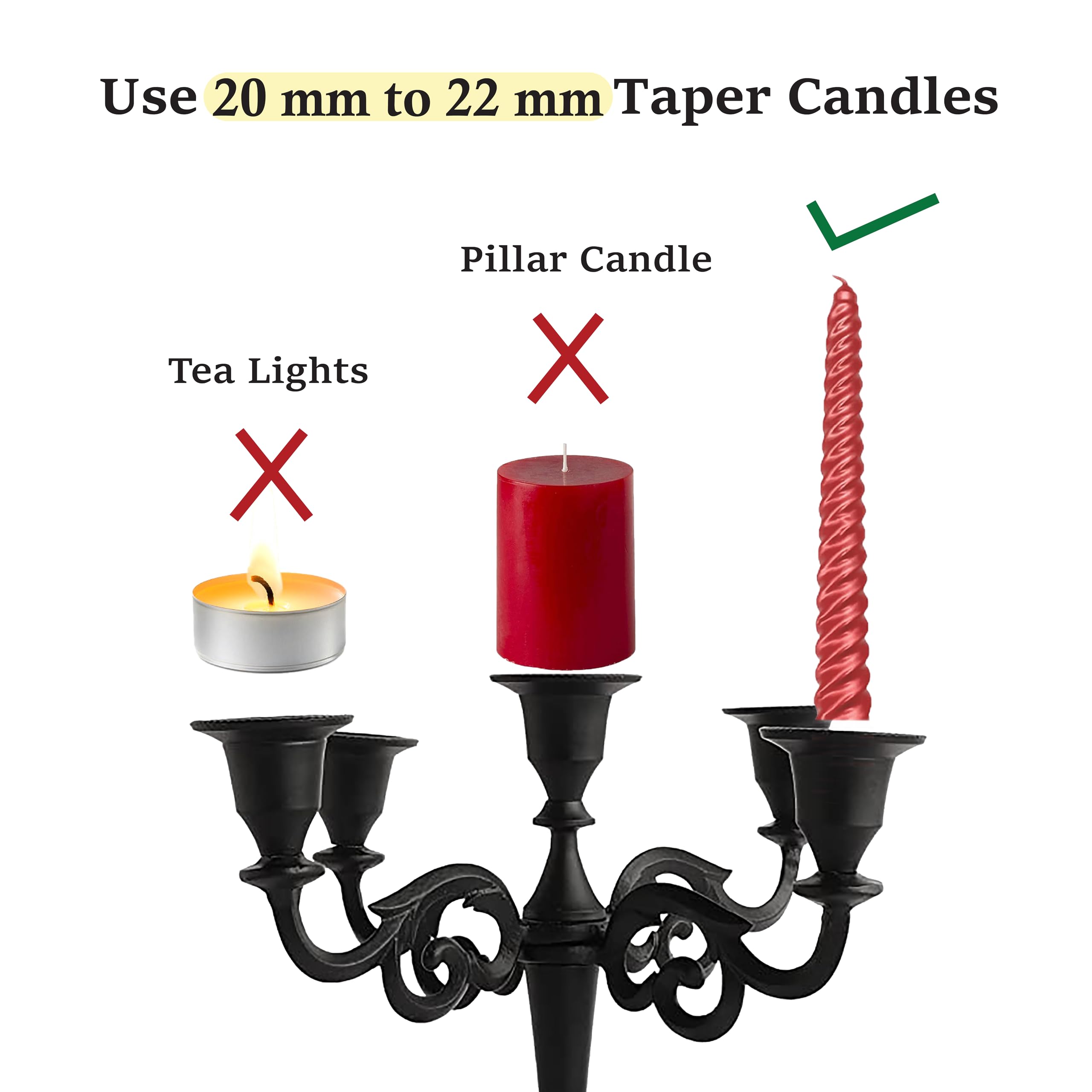 Rely+ - Candelabro de cinco brazos (28 cm)