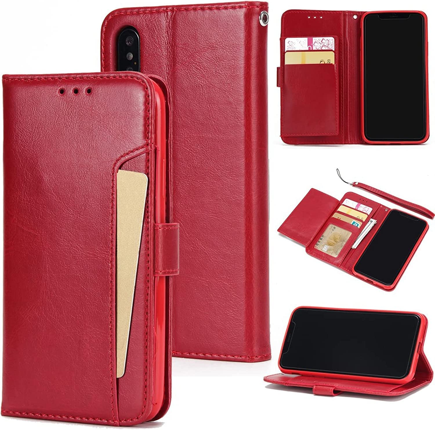 Coque antichoc iPhone 13 Pro Max rouge à rabat pour protéger l'écran des rayures