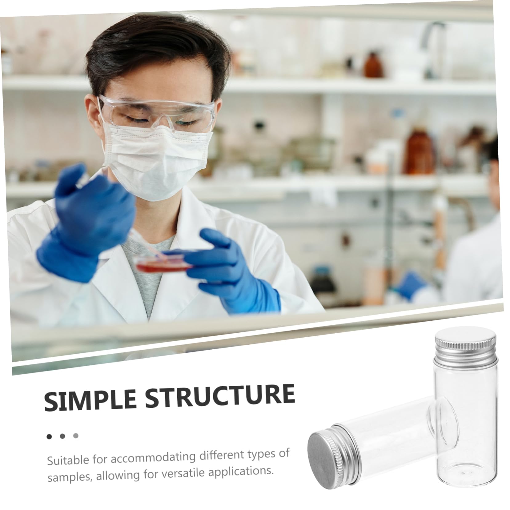 MAGICLULU 2 Series Botella Sellada por Tubo De Ensayo Tubos Tapa Hermético Reutilizable Pequeño Tubo De Ensayo De Laboratorio De Prueba Tubo De Vial De Vidrio Planchar Piezas*2