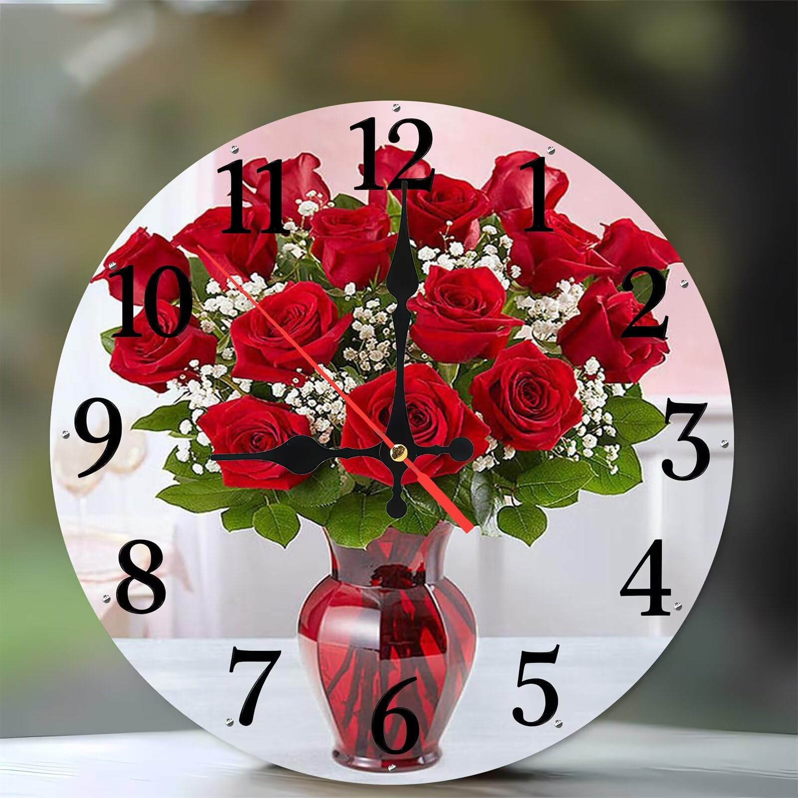 Horloge murale de 35 cm bois silencieuse sans tic-tac cuisine moderne salon