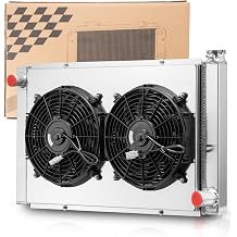 3 Row Universal Radiator with Fan Compatible with GM CHEVY 31" X 19" Heavy Duty Extreme Cooling Aluminum Radiators 3 Row Radiator Fan kit