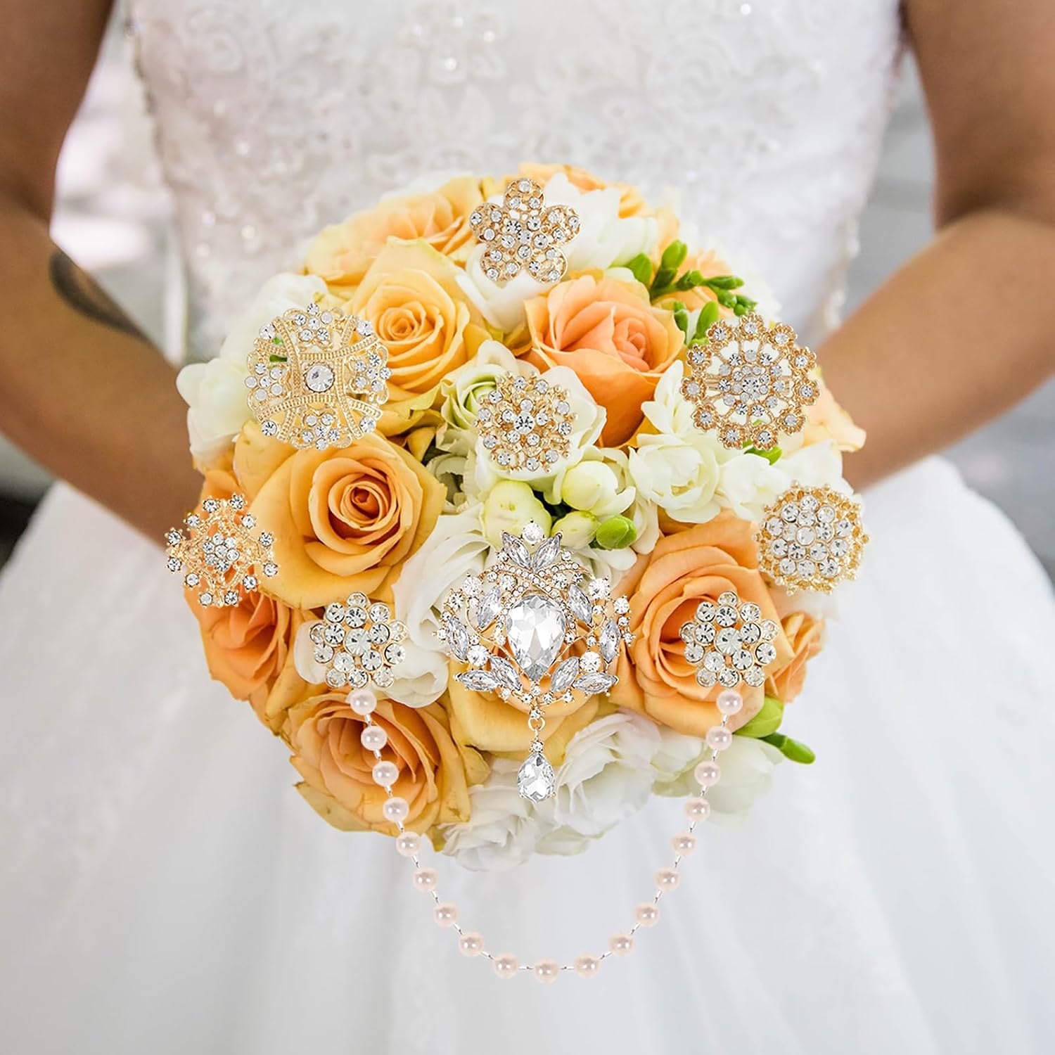 26 Pieces Wedding Bouquet Bulk Brooches for Women Fashion, Large Rhinestone Flower Brooch Pins for Crafts