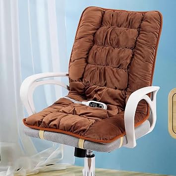 Warm Heated Chair Cushion with 9 Temperature Controls, Foldable Winter Heating Pad, Heating Backrest Heating Cushion for Office SeatsBrown