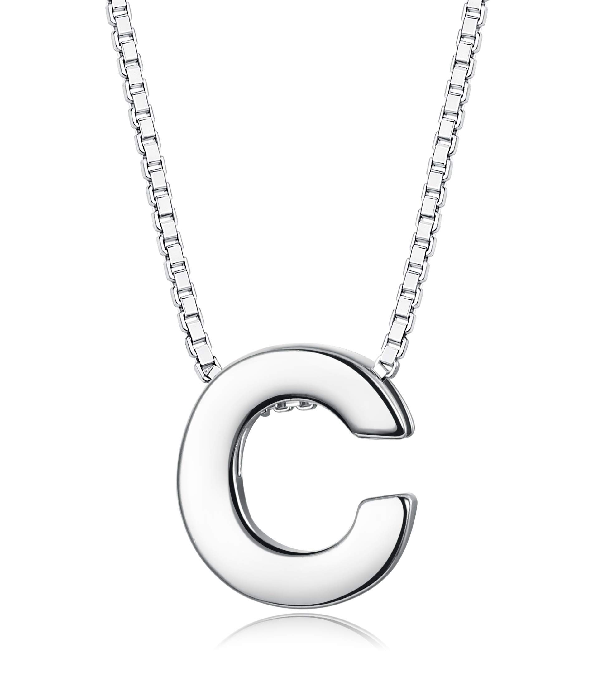 Sllaiss Collar con inicial de plata de ley 925 con dije de letra del alfabeto personalizado de la A a la Z para mujer, Plata esterlina