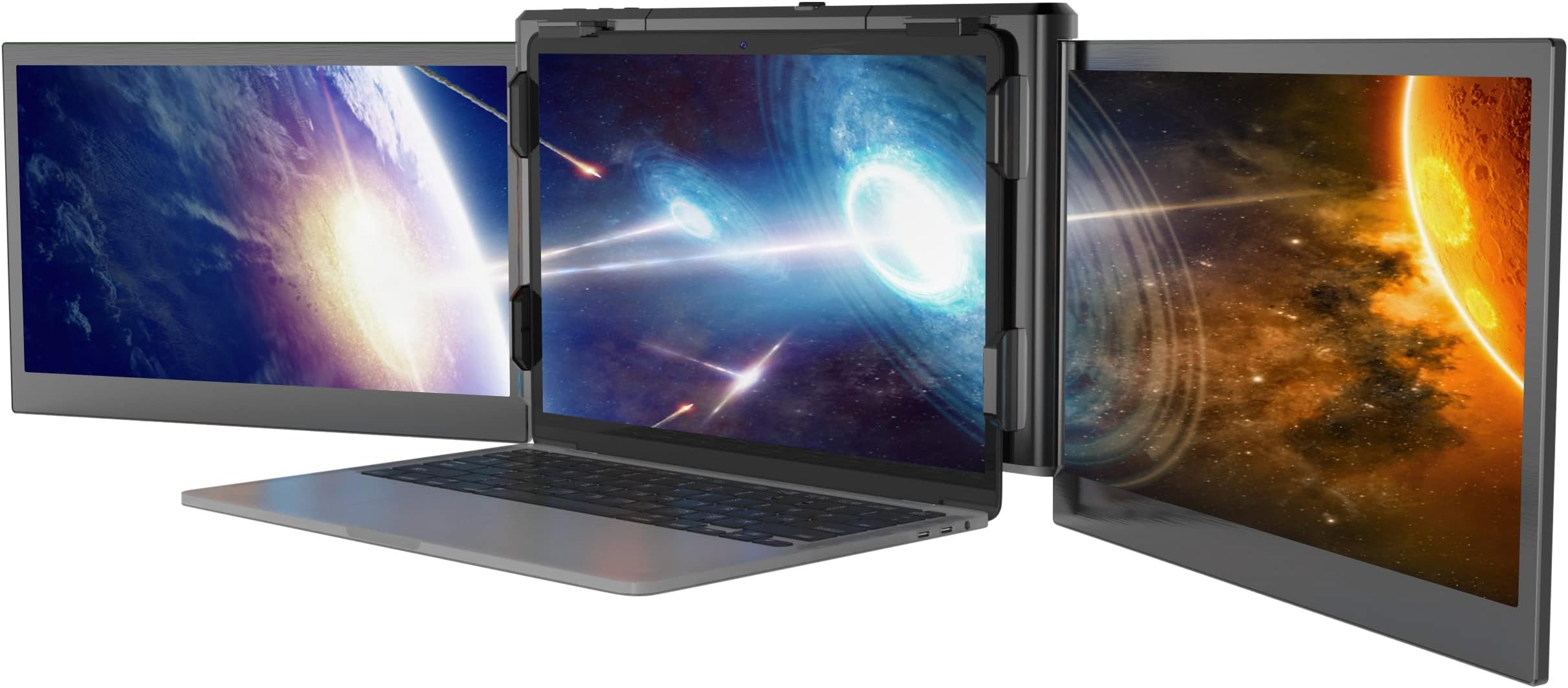 Kwumsy P2 Pro Triple Portable Monitor Laptop Screen Extender 13.3'' Multi-Function External Screen Display FHD IPS Type-C Multiple Monitor Extender Compatible with 13.3''-16.5'' Mac M1 Chip/Notebook