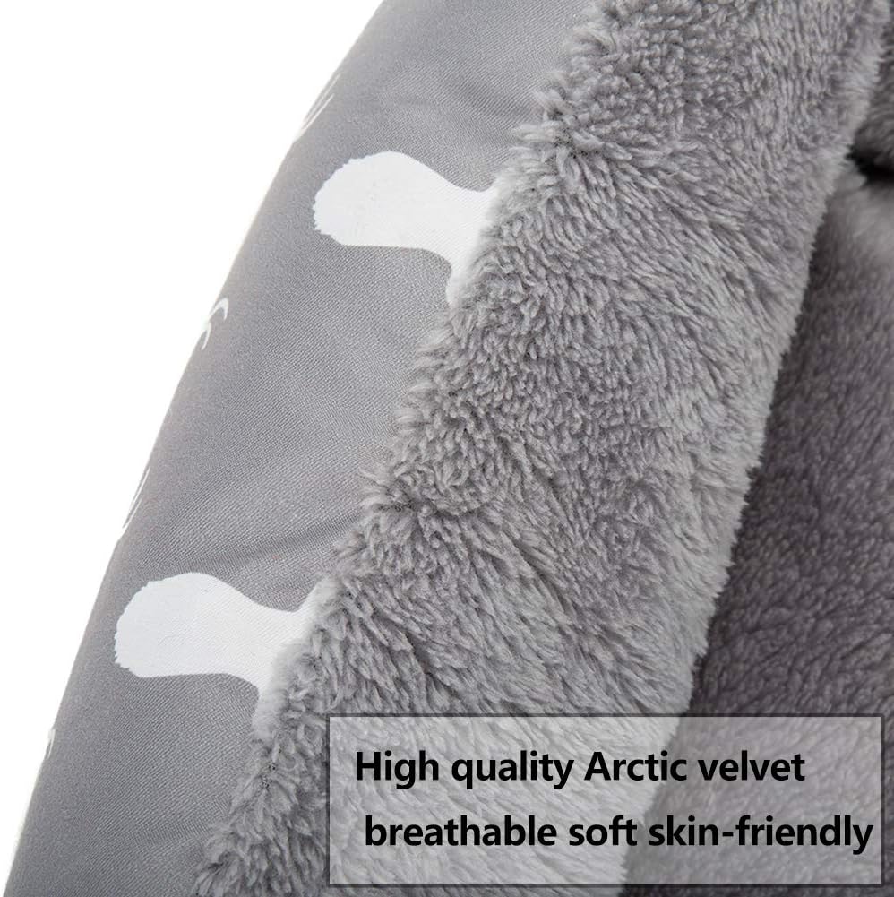Hollypet Printed Flannel Rectangle Plush Dog Cat Bed Self-Warming Pet Bed, Gray Antlers
