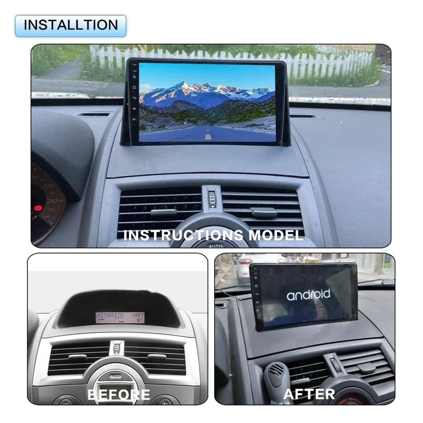 Mascherina Autoradio Cornice Stereo 9 Pollici Autoradio Fascia Pannello Manica Filo Telaio Cruscotto Accessori Canbus per Megane 2 2002 2003 2004 2005 2006 2007 2008 2009