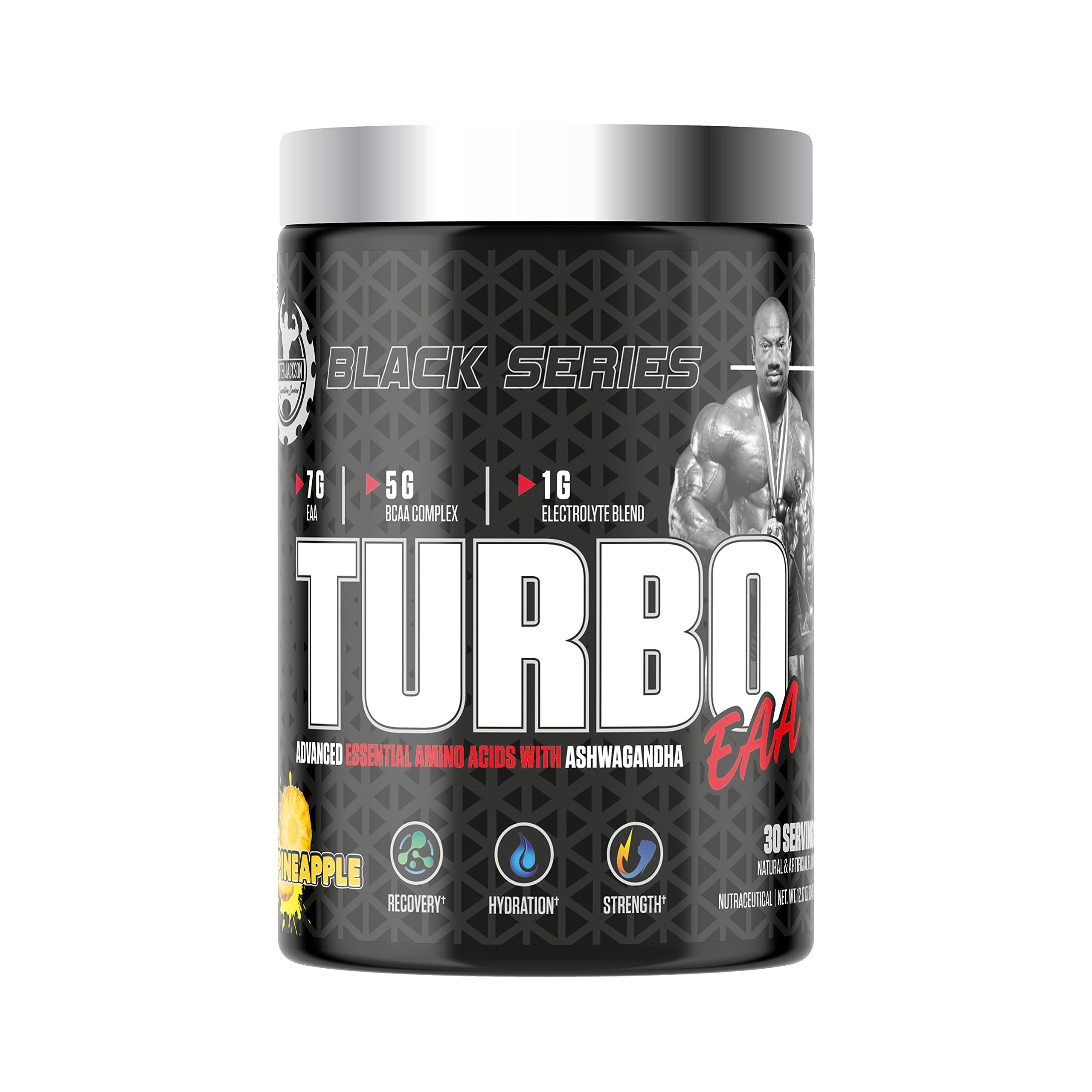 Dexter Jackson Black Series Turbo EAA | Advanced Essential Amino Acids with Ashwagandha | Maximize Muscle Gains | Improve Exercise Performance | Pineapple Flavor | 30 Servings, 345g