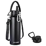 KXIAOCHEN Insulated Water Bottle, Stainless Steel Water Bottle, 2 Lids (Straw and Handle Lid),Wide Mouth Metal Water Bottles Keep Hot and Cold, Double Walled, Thermo Mug, Metal Canteen