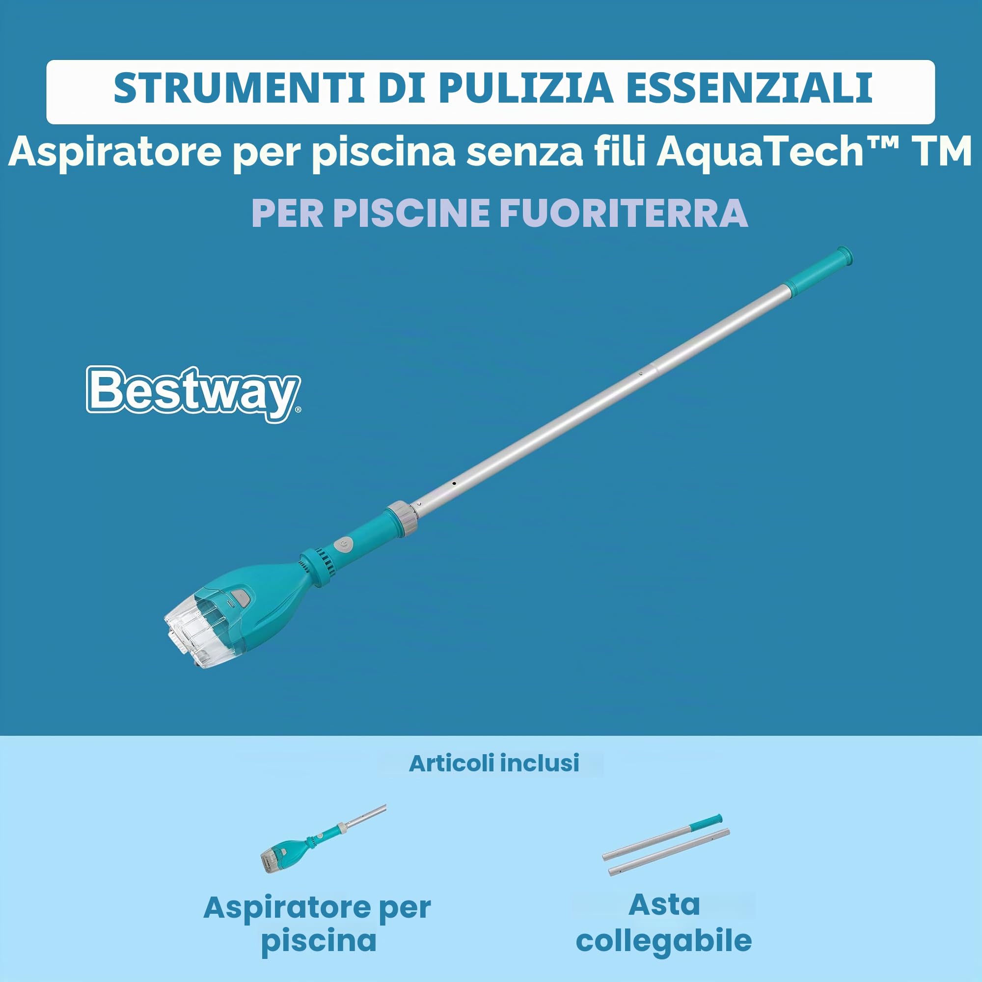 Bestway AquaTech Aspiratore per piscina senza fili