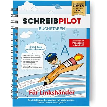SCHREIBPILOT Writing Book for ABCs with Pre-Embossed Letters Specially for Left-Handed Users Learning System Developed by Teachers Professors and Students