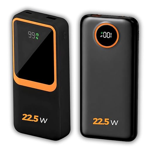 Carregador Portátil (Power Bank) 20000Mah Turbo 22.5w Carregamento Ultra Rápido PD Visor Led com 2 Saídas Compatível com Android e IOS (Preto)