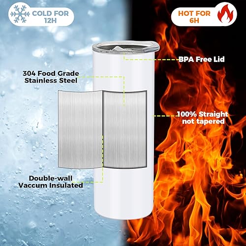 Miniatura 6 de Paquete de 25 tazas de metal de 30 onzas, vasos de sublimación en blanco, delgados y rectos, de doble pared, tazas de café de acero inoxidable, vaso