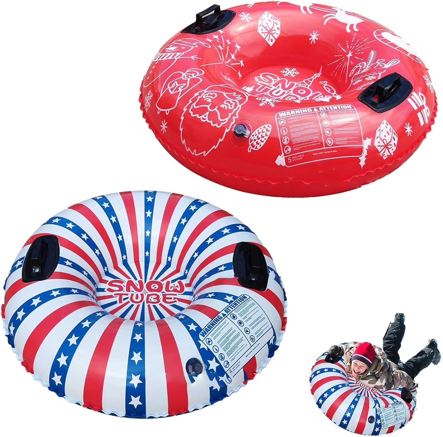 Virtcooy Snow Tubes for Sledding Inflatable Skiing Tube for Adults