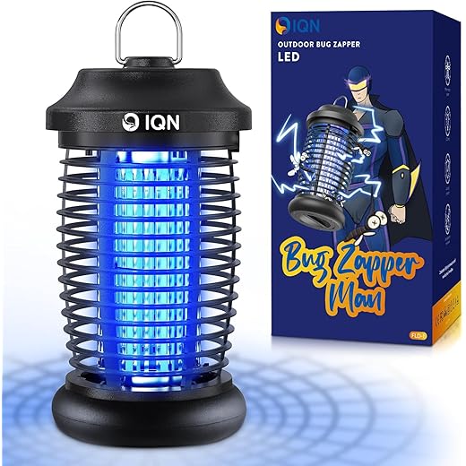 Bug Zapper Outdoor, Plug in Electric Mosquito Fly Zapper w/ 15W Light & 4200V Grid & on/Off Switch, Mosquito Traps & Killer for Indoor, Kitchen, Patio, Backyard and More (Black)