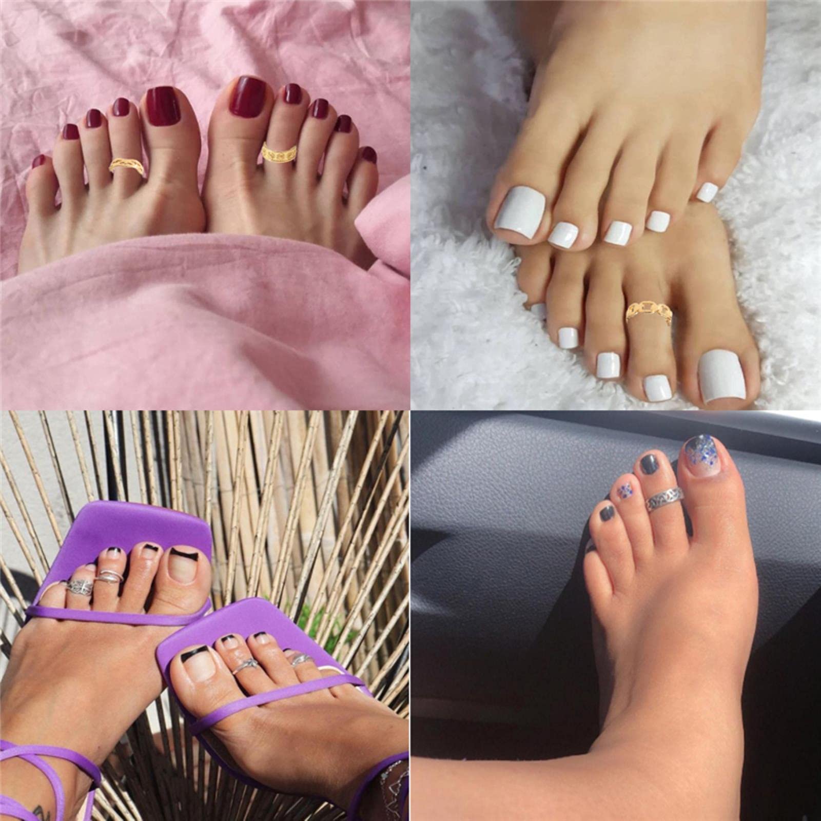 Zilveren Tenenringen 9-Delige Tenenringen Set Voor Vrouwen - Verstelbare Open Ringen, Zilver & Goud Look | Allergievrij, Niet Verkleurend | Zomer Strand Accessoires Zilveren Ring Met Parels