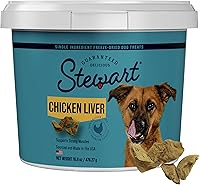 Stewart Freeze-Dried Chicken Liver Dog Treats, 16.8oz Tub, 100% Single Ingredient, Grain-Free High-Protein Training Rewards & Meal Topper