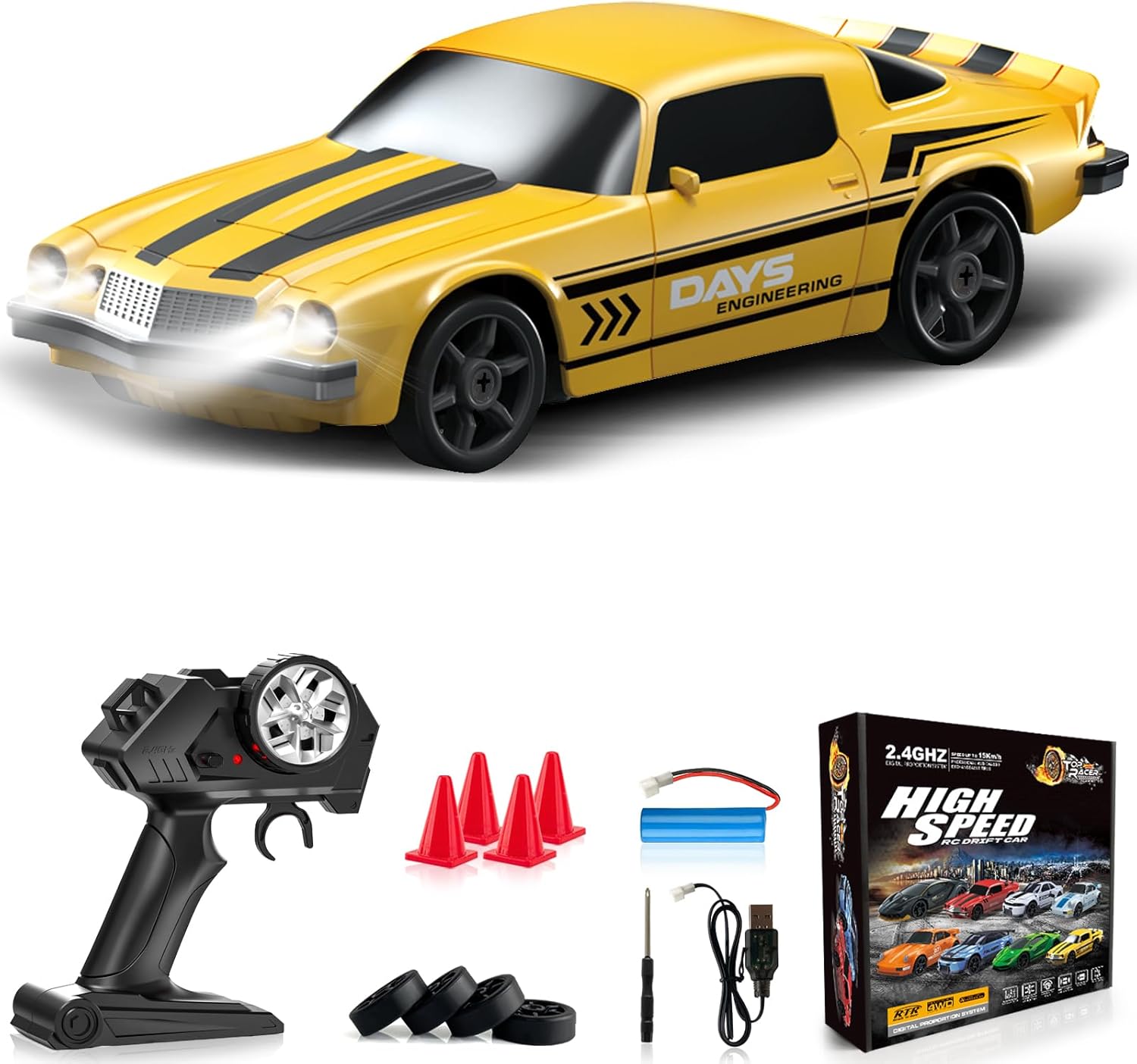 Amazon.com: Everbigmai RC Drift Car 1:24 Remote Control Car 4WD 15KM/H ...
