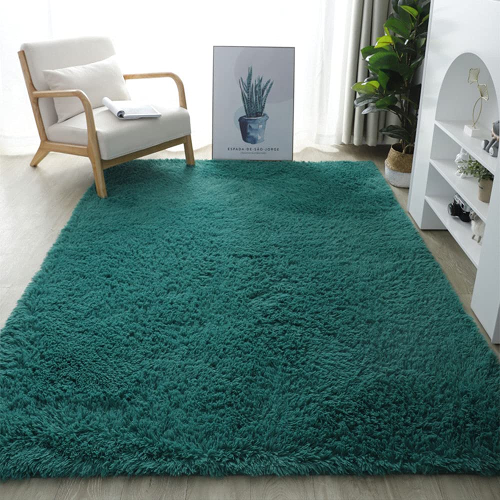 Tapis doux et moelleux vert Shaggy, isolation thermique sol