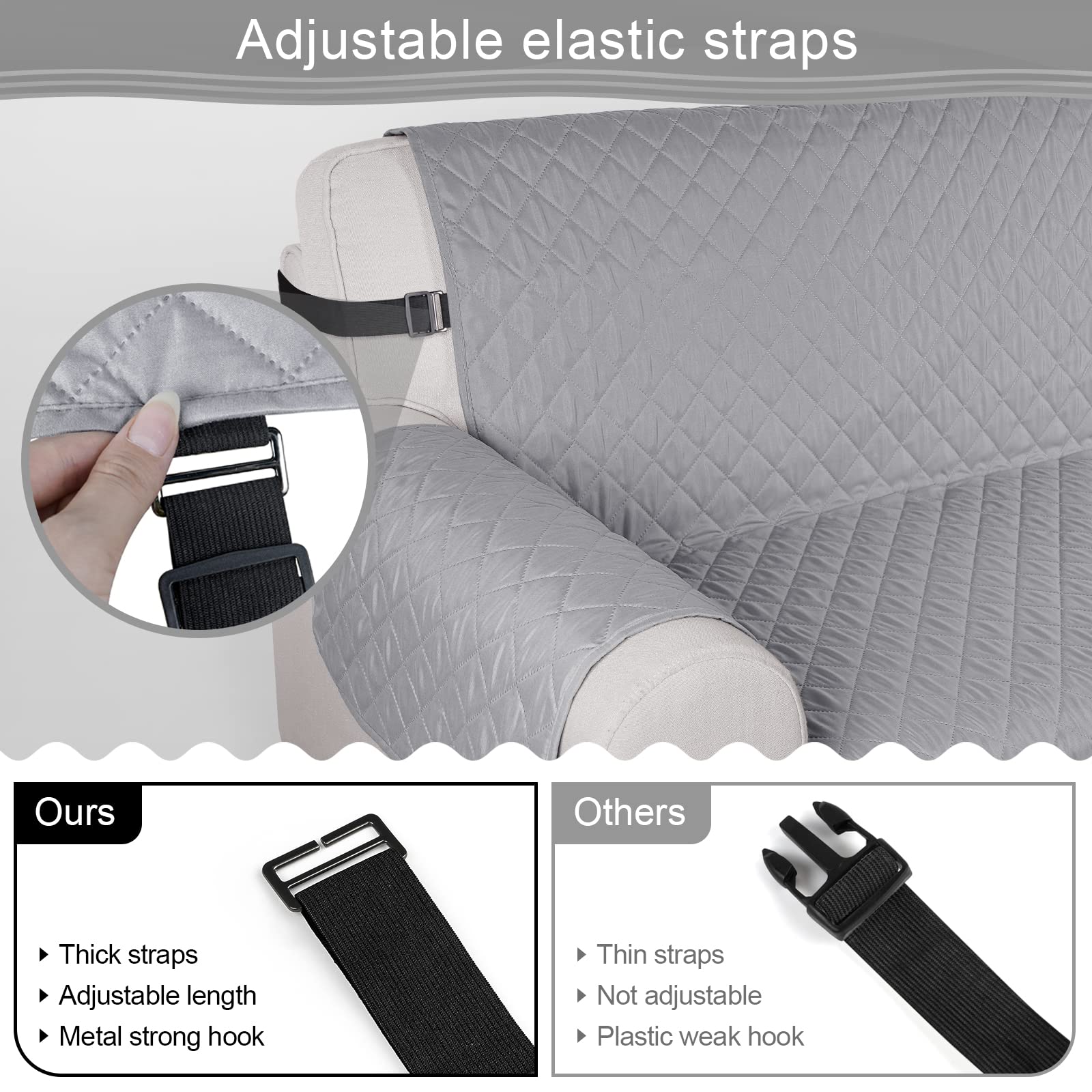 TAOCOCO Copridivano Poltrona Impermeabile Divano Protector Slipcovers (Grigio, 3 Posti)