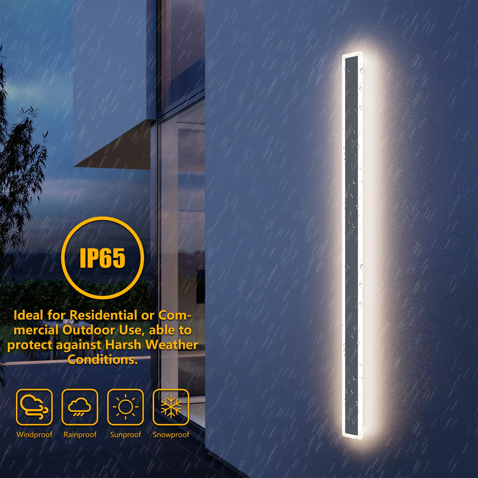 Klighten 45W LED Lange Wandleuchte Anthrazit Aussen Innen, IP65 Wasserdicht Außenwandleuchte Modern 150cm Wandlampe, Neutralweiß 4500K Eisen Außenlampe Außenleuchte Wand für Gärten Terasse Korridor.