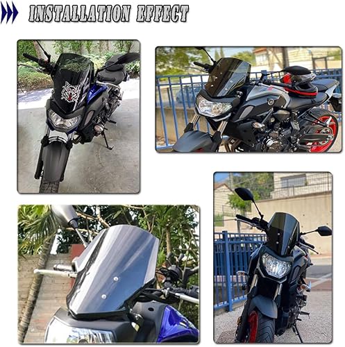 Miniatura 8 de Parabrisas MT07 FZ07 para Yamaha MT FZ 07 2018 2019 2020 Parabrisas Flyscreen deflector de viento, visera, accesorios de motocicleta (ahumado oscuro)
