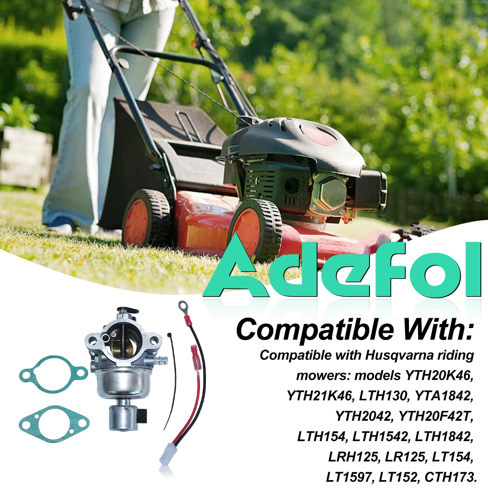 Adefol Kit Carburateur Pour Husqvarna YTH20K46 LTH1842 YTH2042 Tondeuse à Gazon, Pour Kohler 20-853-33-S CV460 CV493Carburateur avce Filtre à air, Filtre à carburant